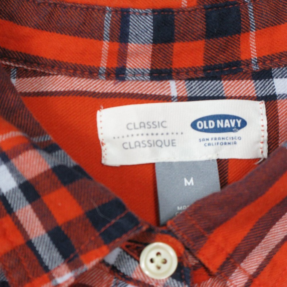 Old Navy Classic Orange Plaid Flannel Size Medium - Picture 5 of 5